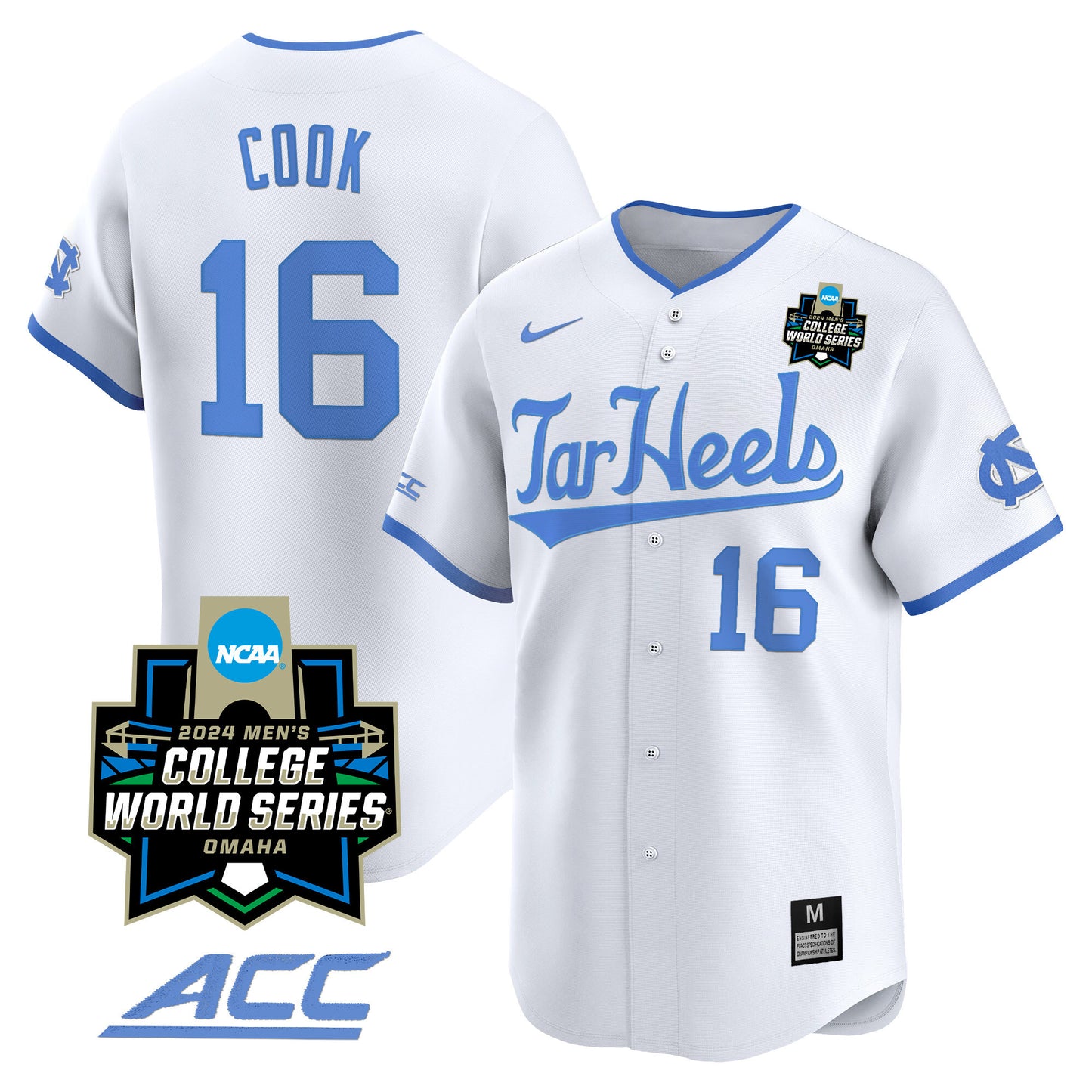 North Carolina Tar Heels 2024 College World Series Vapor Premier Limited Jersey - All Stitched