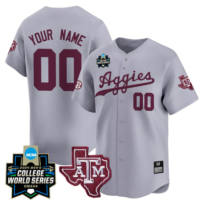 Texas A&M Aggies 2024 College World Series Vapor Premier Limited Custom Jersey - All Stitched