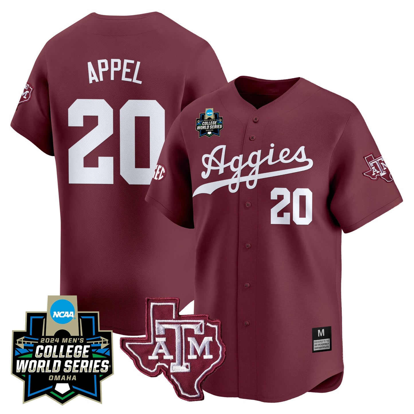 Texas A&M Aggies 2024 College World Series Vapor Premier Limited Jersey - All Stitched