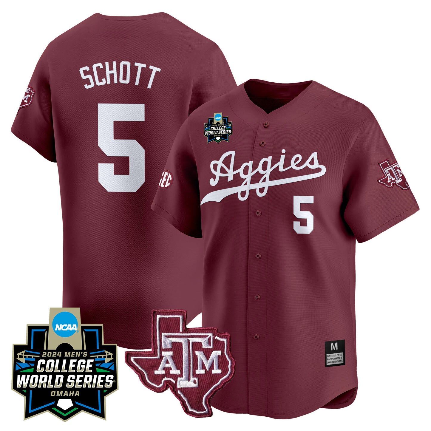 Texas A&M Aggies 2024 College World Series Vapor Premier Limited Jersey - All Stitched