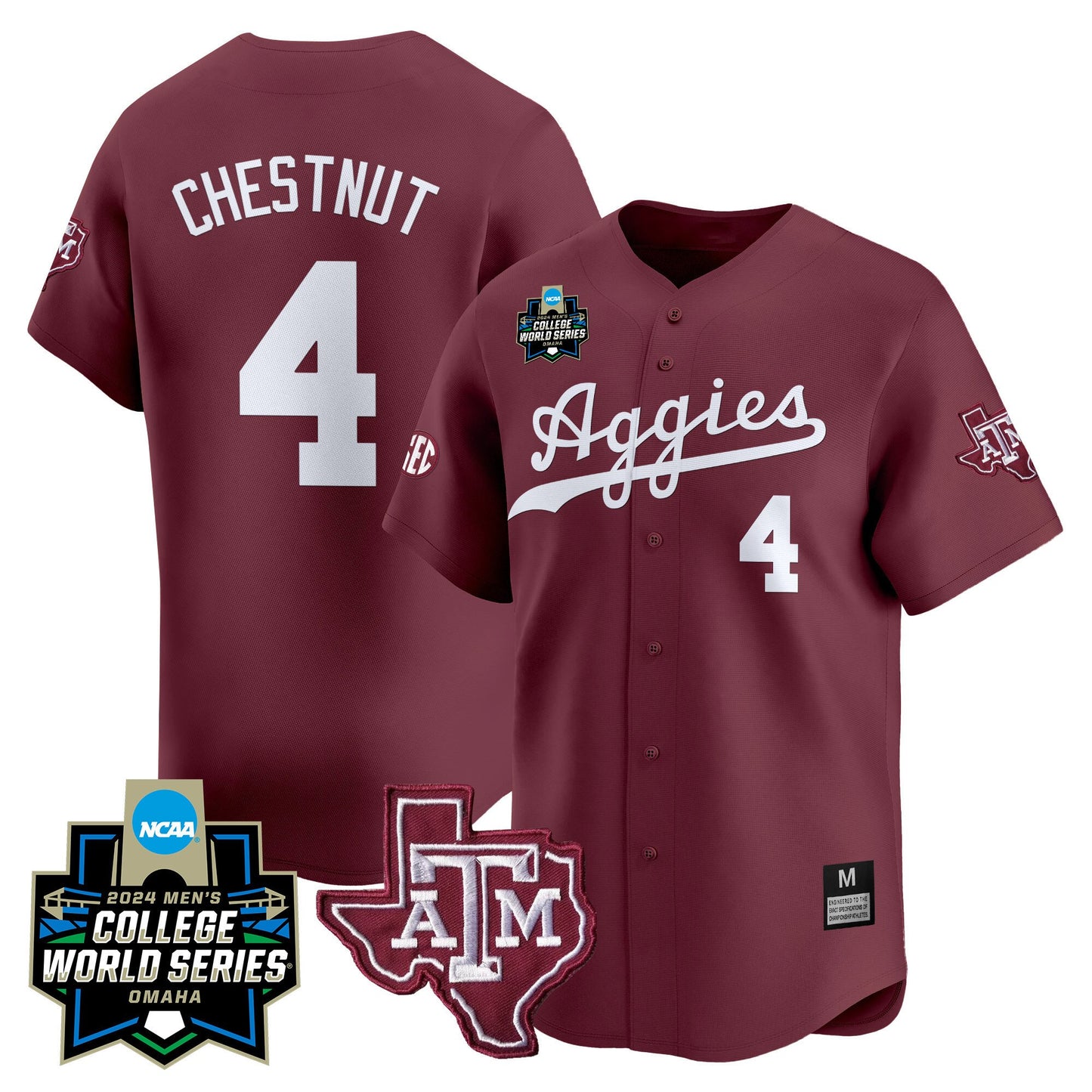 Texas A&M Aggies 2024 College World Series Vapor Premier Limited Jersey - All Stitched