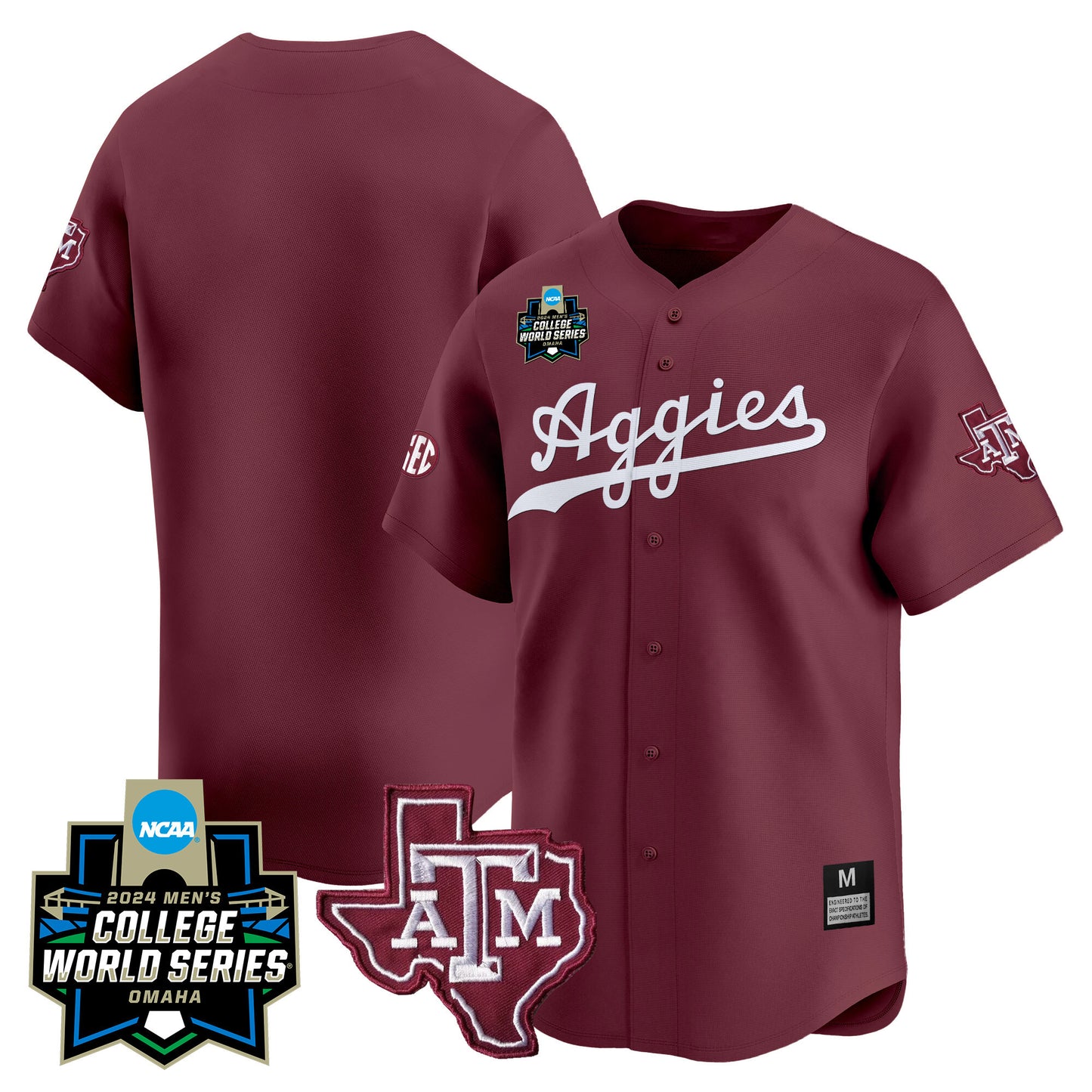 Texas A&M Aggies 2024 College World Series Vapor Premier Limited Jersey - All Stitched