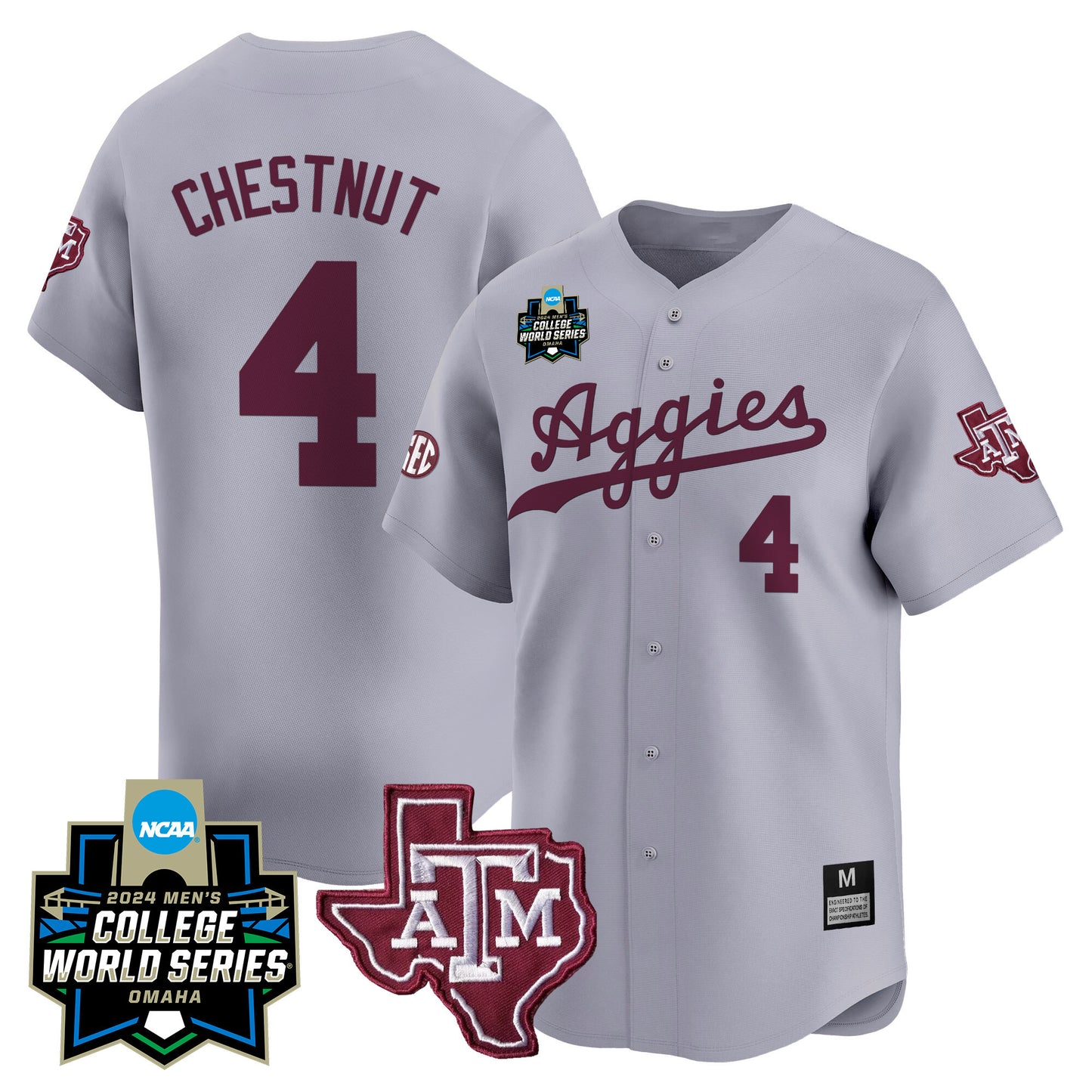 Texas A&M Aggies 2024 College World Series Vapor Premier Limited Jersey - All Stitched