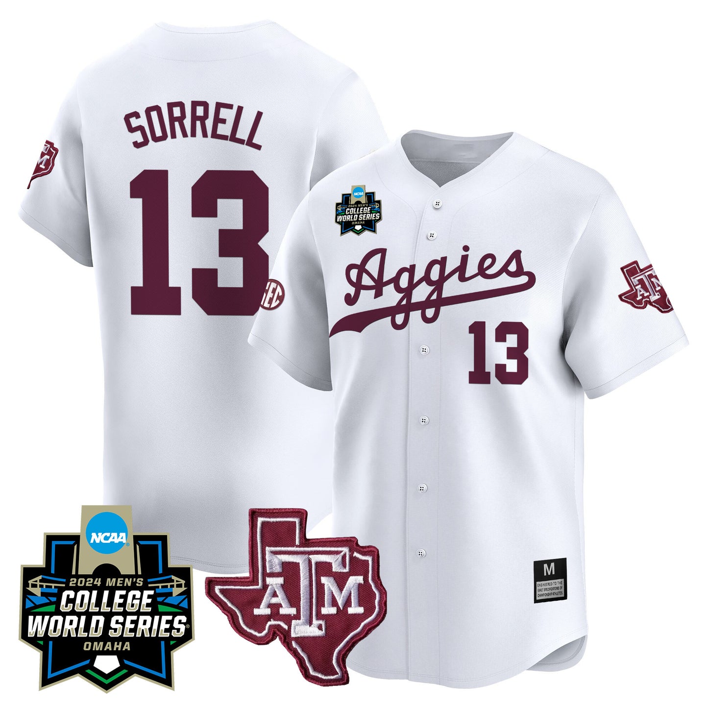 Texas A&M Aggies 2024 College World Series Vapor Premier Limited Jersey - All Stitched