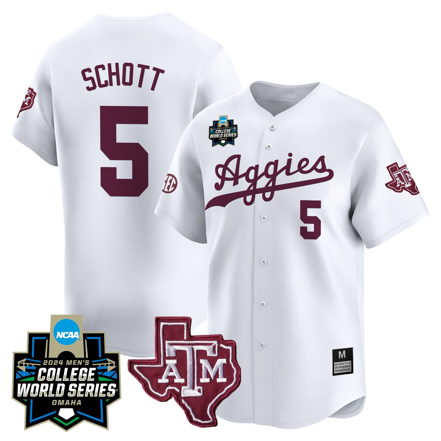 Texas A&M Aggies 2024 College World Series Vapor Premier Limited Jersey - All Stitched