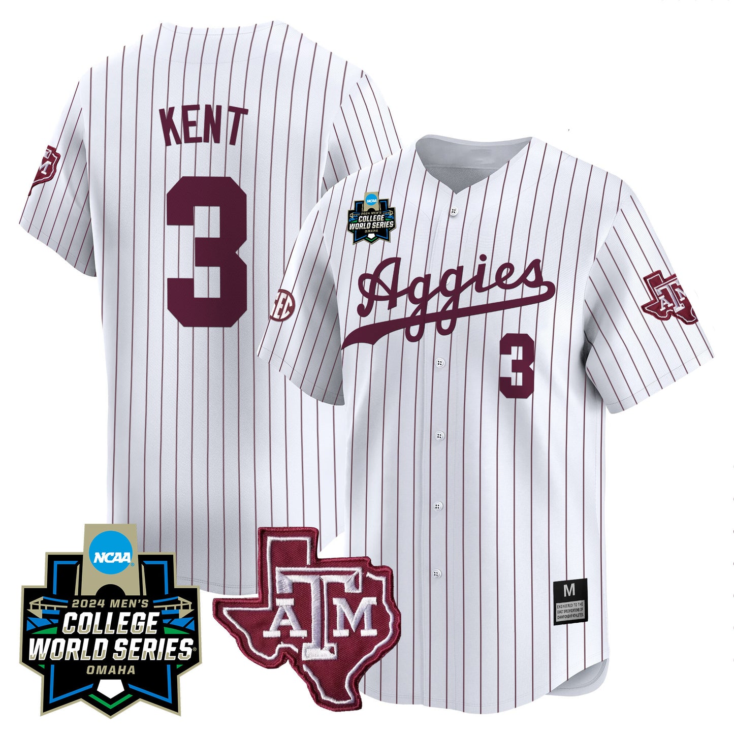 Texas A&M Aggies 2024 College World Series Vapor Premier Limited Jersey - All Stitched