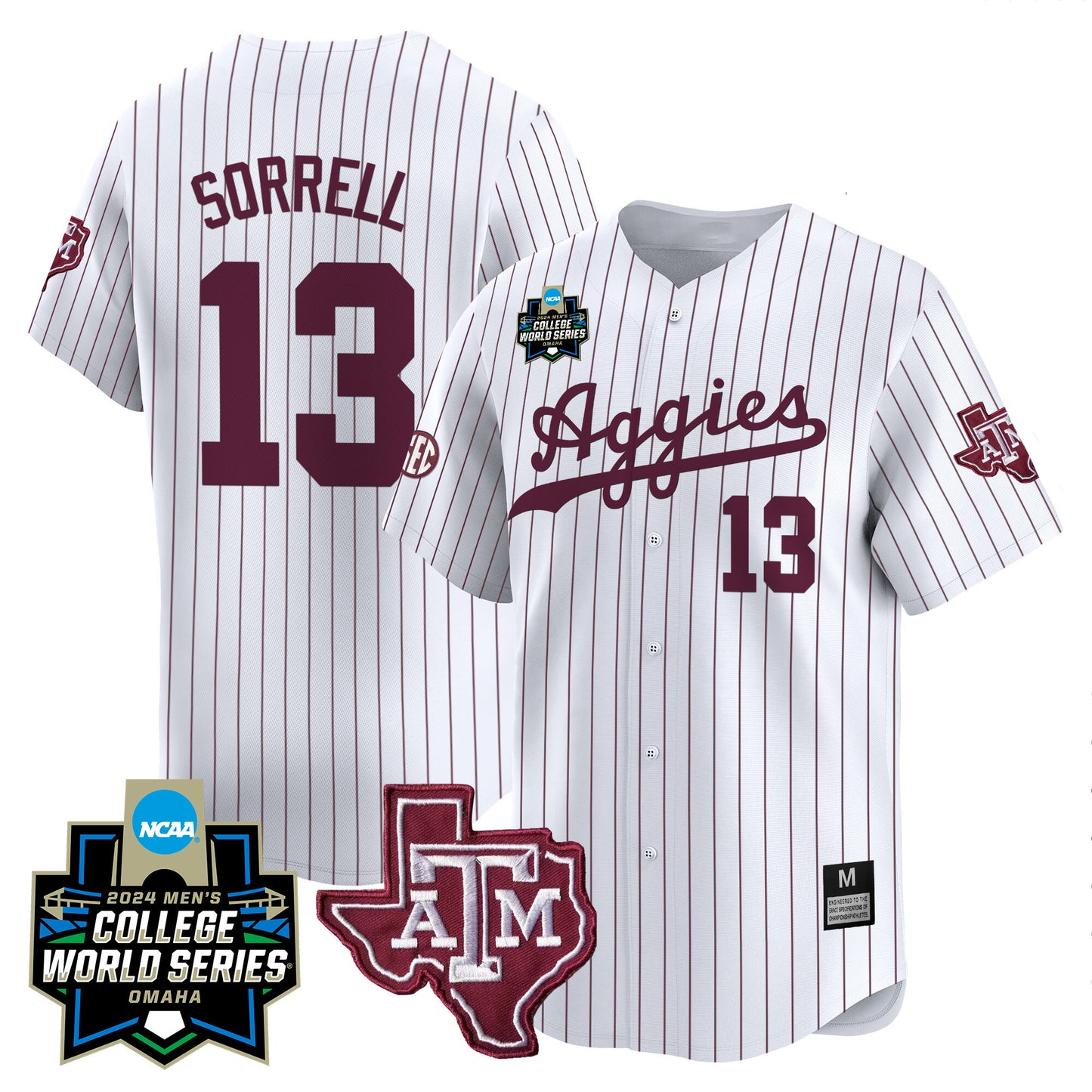 Texas A&M Aggies 2024 College World Series Vapor Premier Limited Jersey - All Stitched