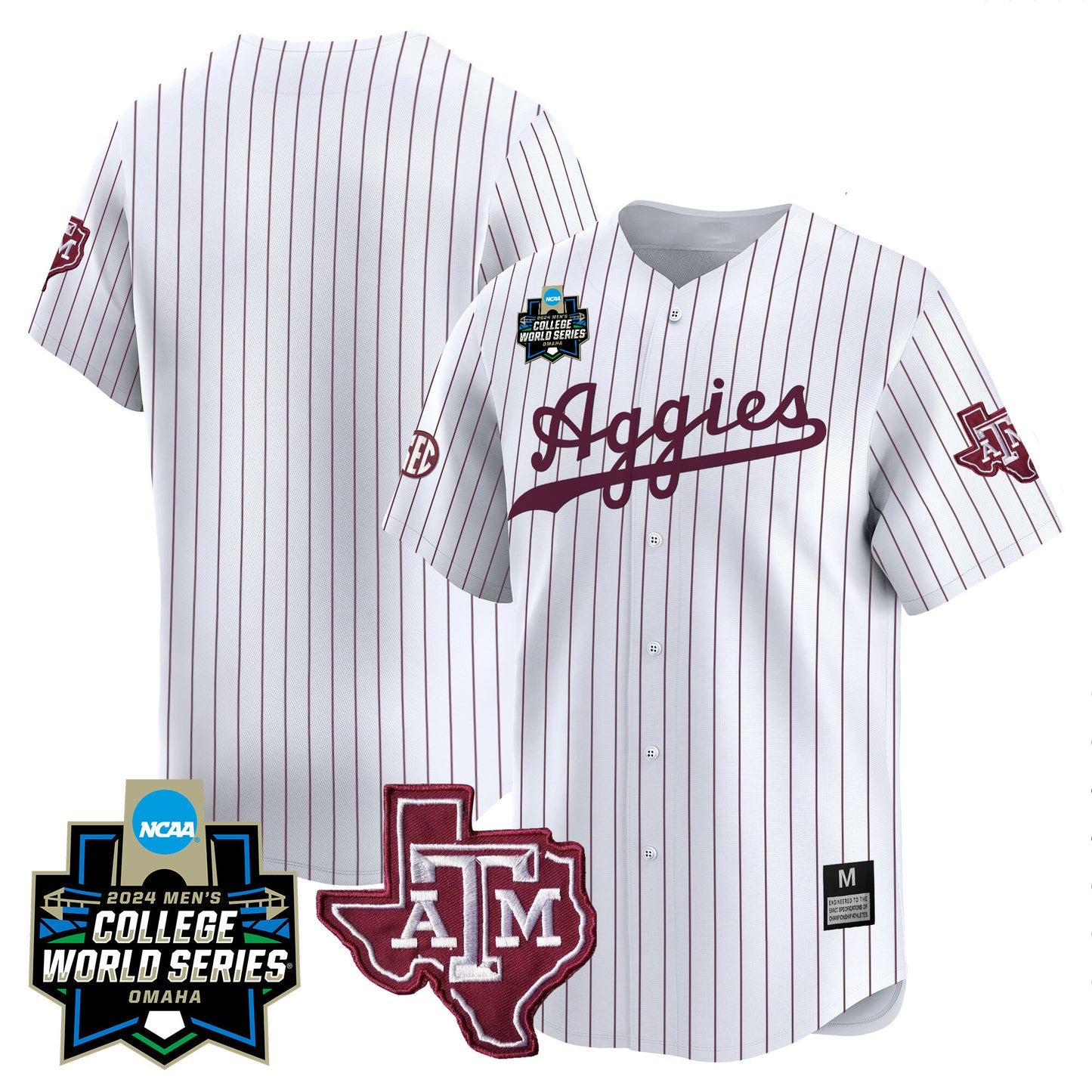 Texas A&M Aggies 2024 College World Series Vapor Premier Limited Jersey - All Stitched