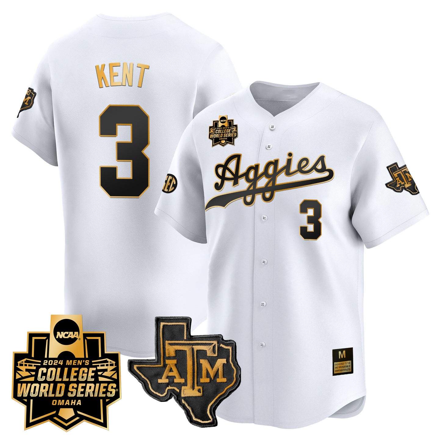 Texas A&M Aggies 2024 College World Series Vapor Premier Limited Jersey - All Stitched