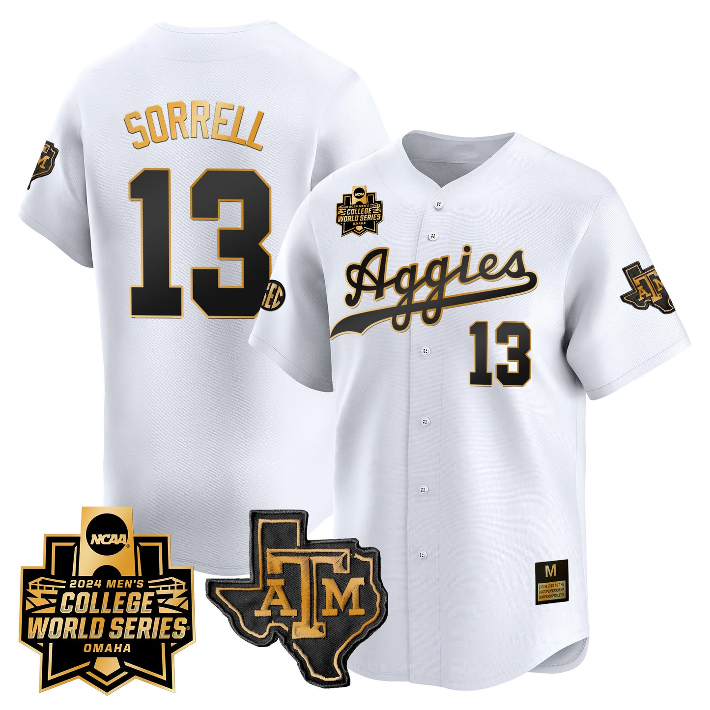 Texas A&M Aggies 2024 College World Series Vapor Premier Limited Jersey - All Stitched