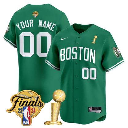 Boston Celtics 2024 Final & Champions Patch Baseball Custom Jersey - All Stitched