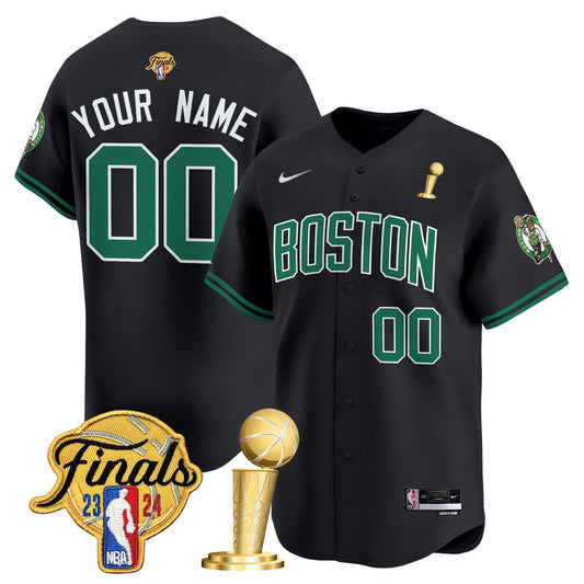 Boston Celtics 2024 Final & Champions Patch Baseball Custom Jersey - All Stitched