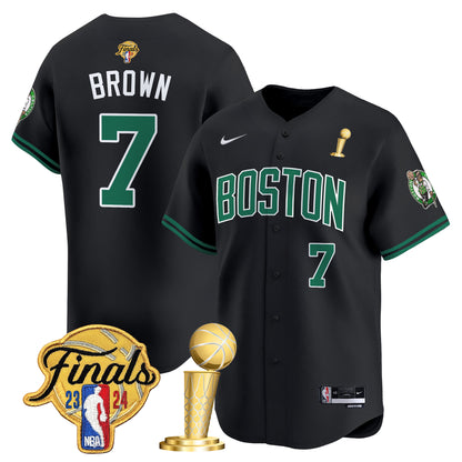 Boston Celtics 2024 Final & Champions Patch Baseball Jersey - All Stitched