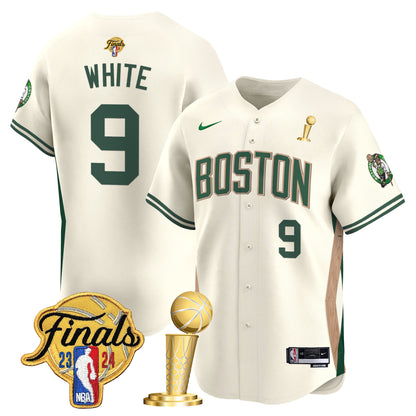 Boston Celtics 2024 Final & Champions Patch Baseball Jersey - All Stitched