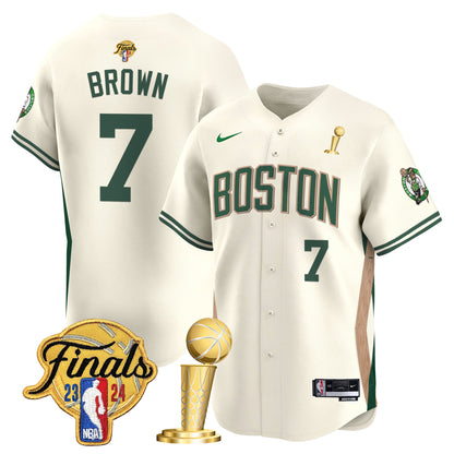 Boston Celtics 2024 Final & Champions Patch Baseball Jersey - All Stitched