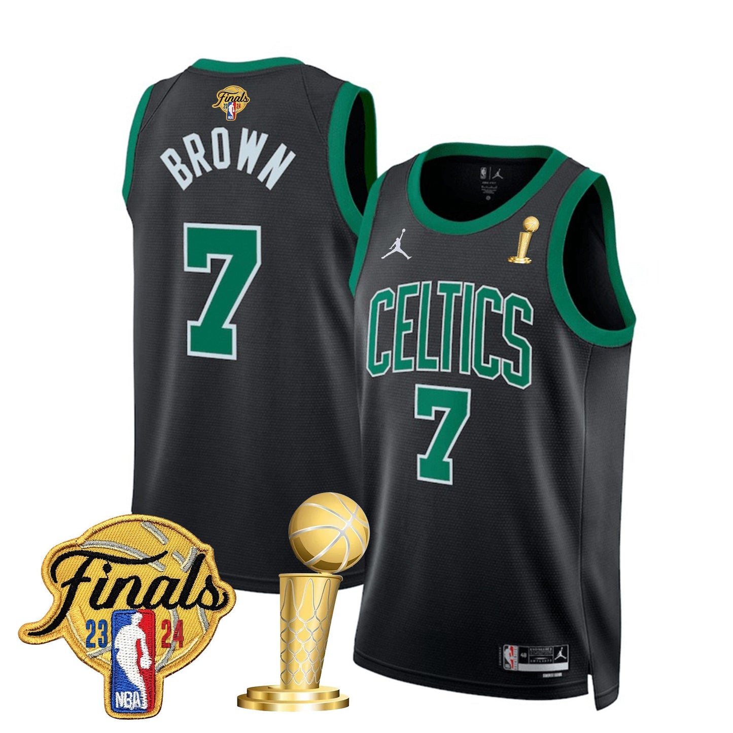 Celtics 2024 Final & Champions Patch Swingman Jersey - All Stitched