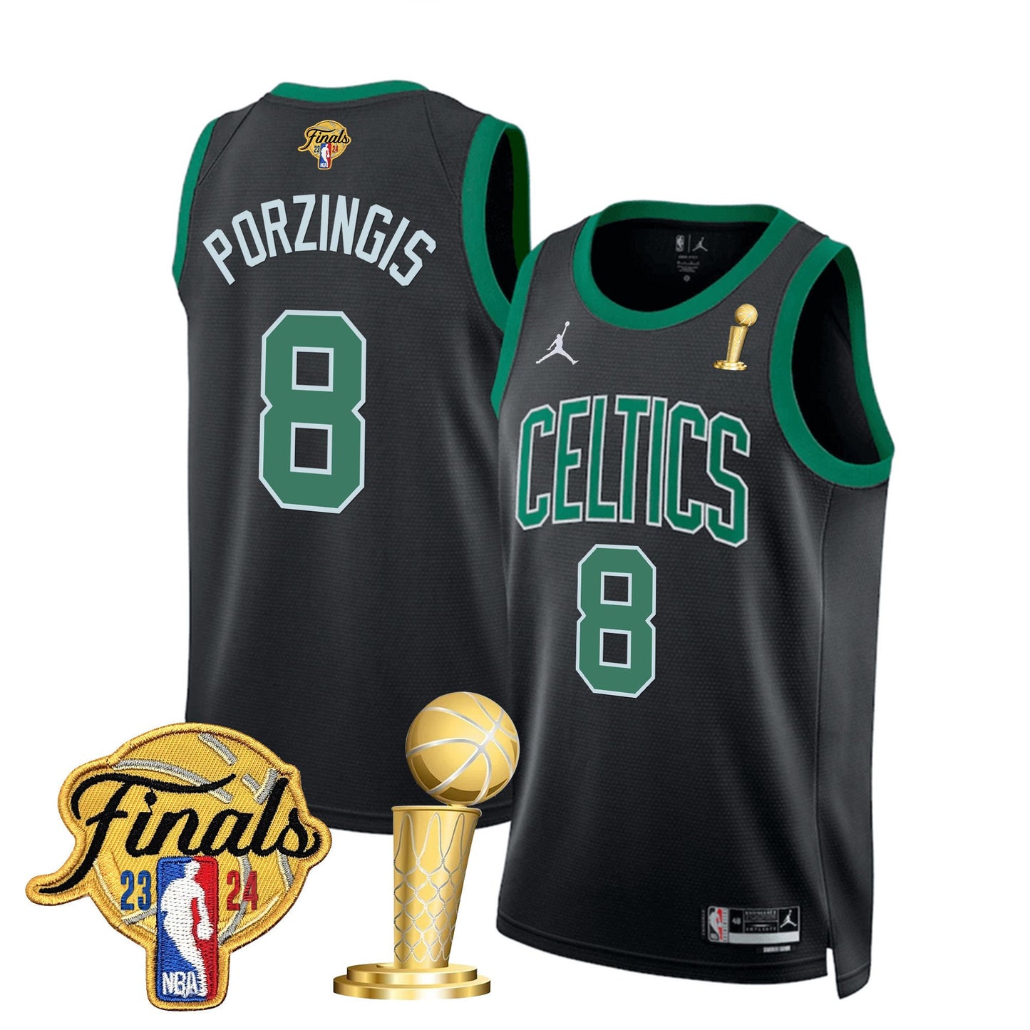 Celtics 2024 Final & Champions Patch Swingman Jersey - All Stitched