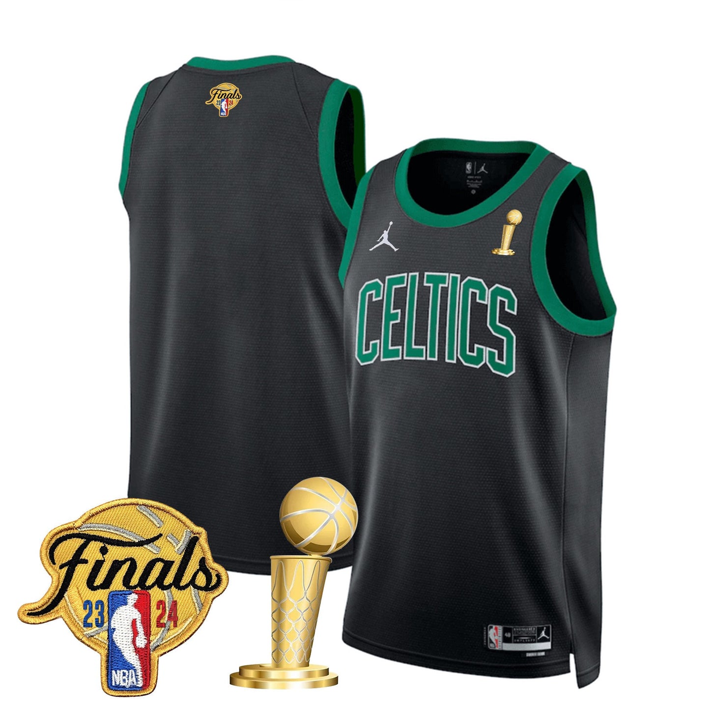 Celtics 2024 Final & Champions Patch Swingman Jersey - All Stitched