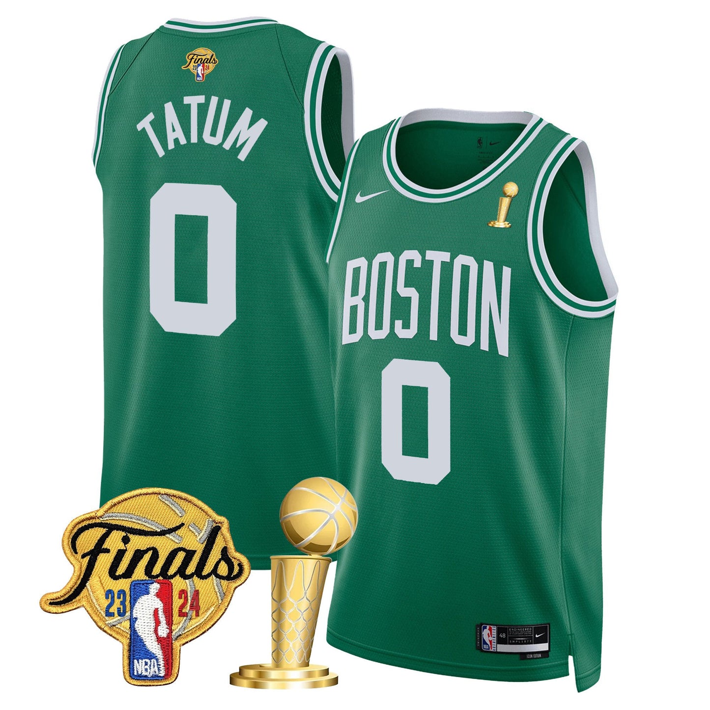 Celtics 2024 Final & Champions Patch Swingman Jersey - All Stitched