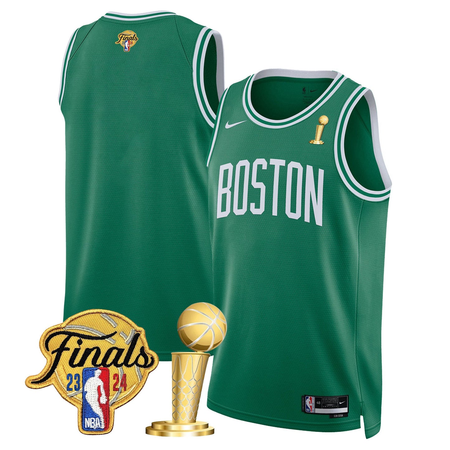 Celtics 2024 Final & Champions Patch Swingman Jersey - All Stitched