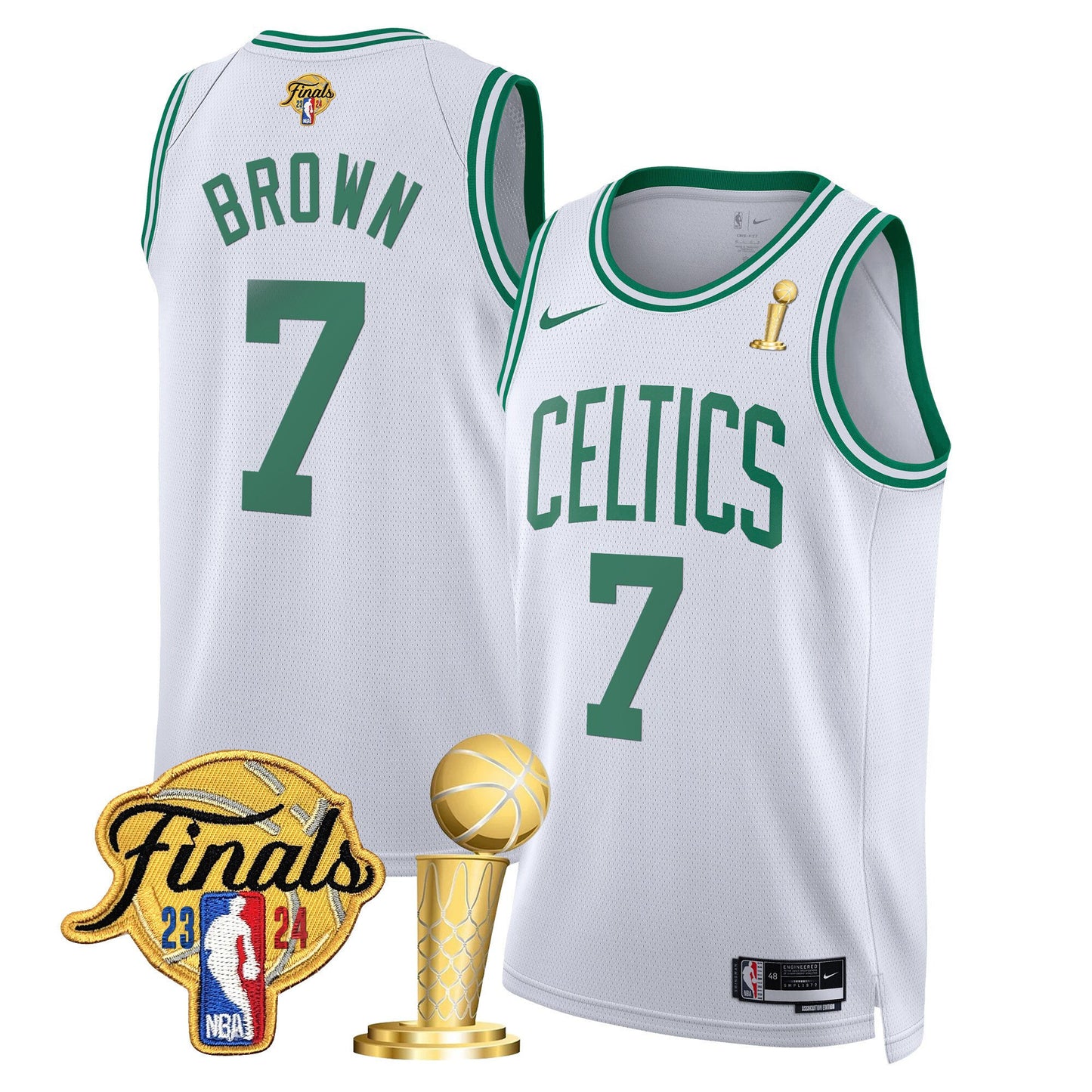 Celtics 2024 Final & Champions Patch Swingman Jersey - All Stitched