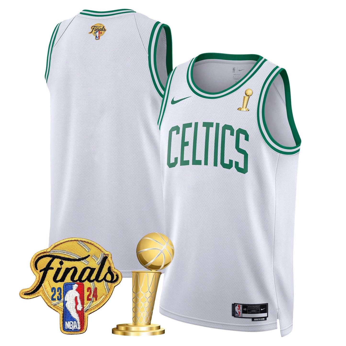 Celtics 2024 Final & Champions Patch Swingman Jersey - All Stitched