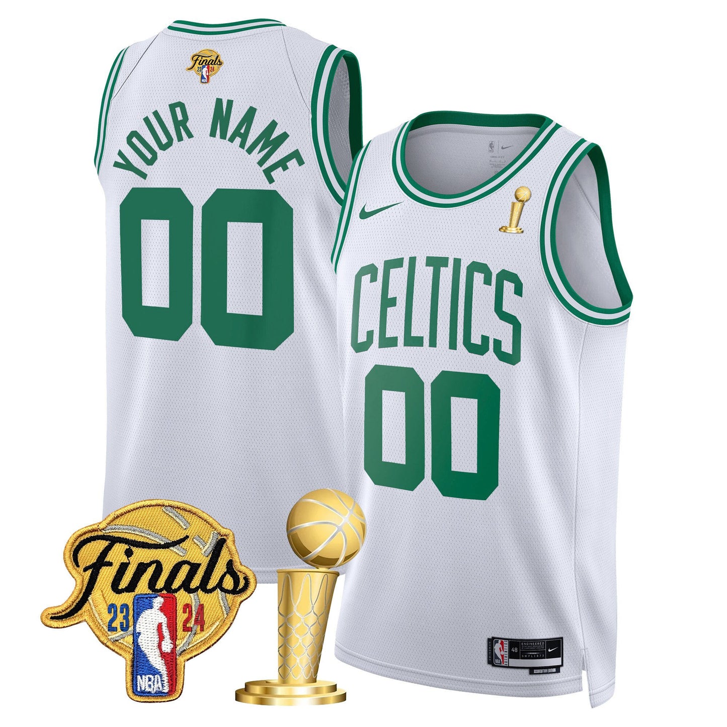 Celtics 2024 Final & Champions Patch Swingman Custom Jersey - All Stitched