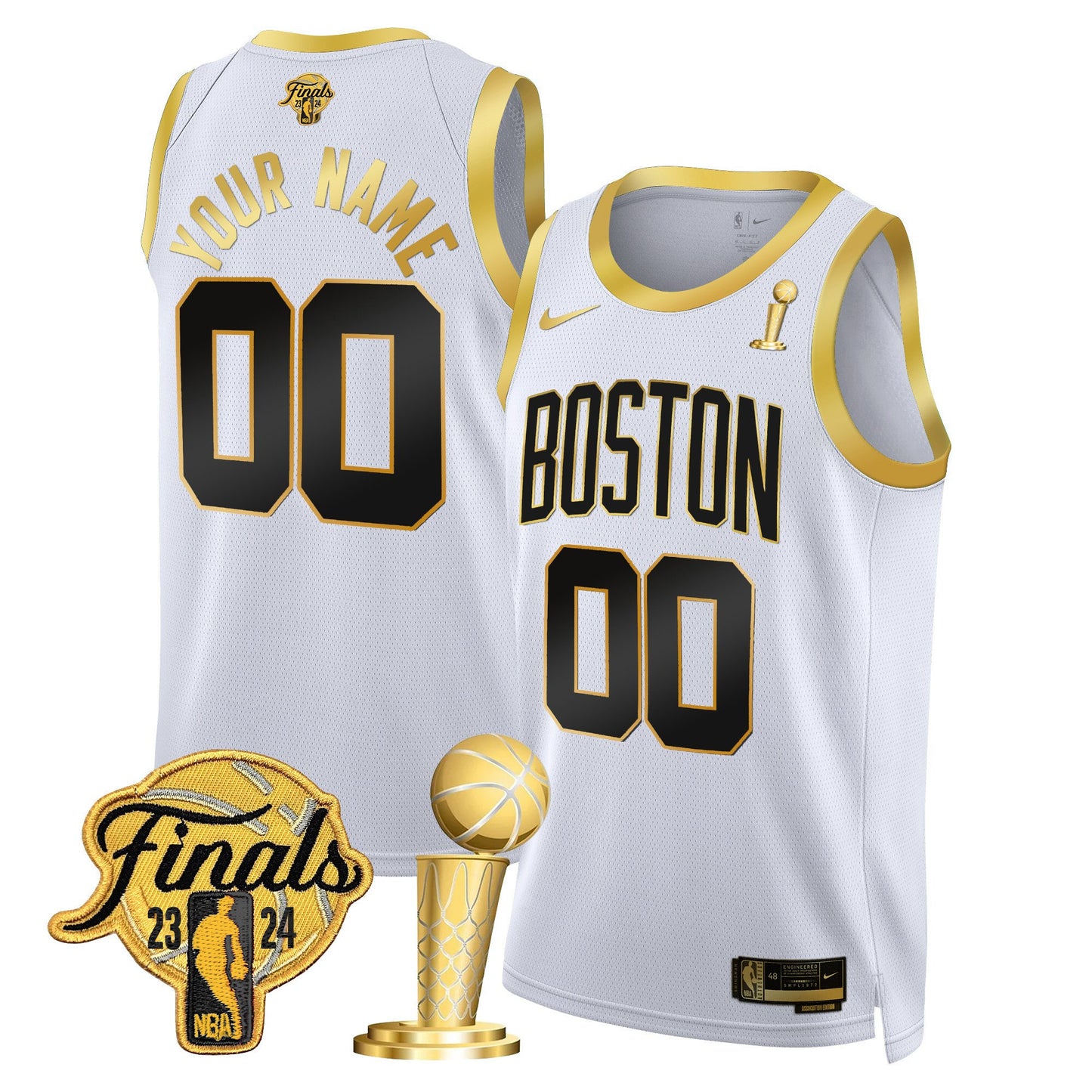 Celtics 2024 Final & Champions Patch Swingman Custom Jersey - All Stitched