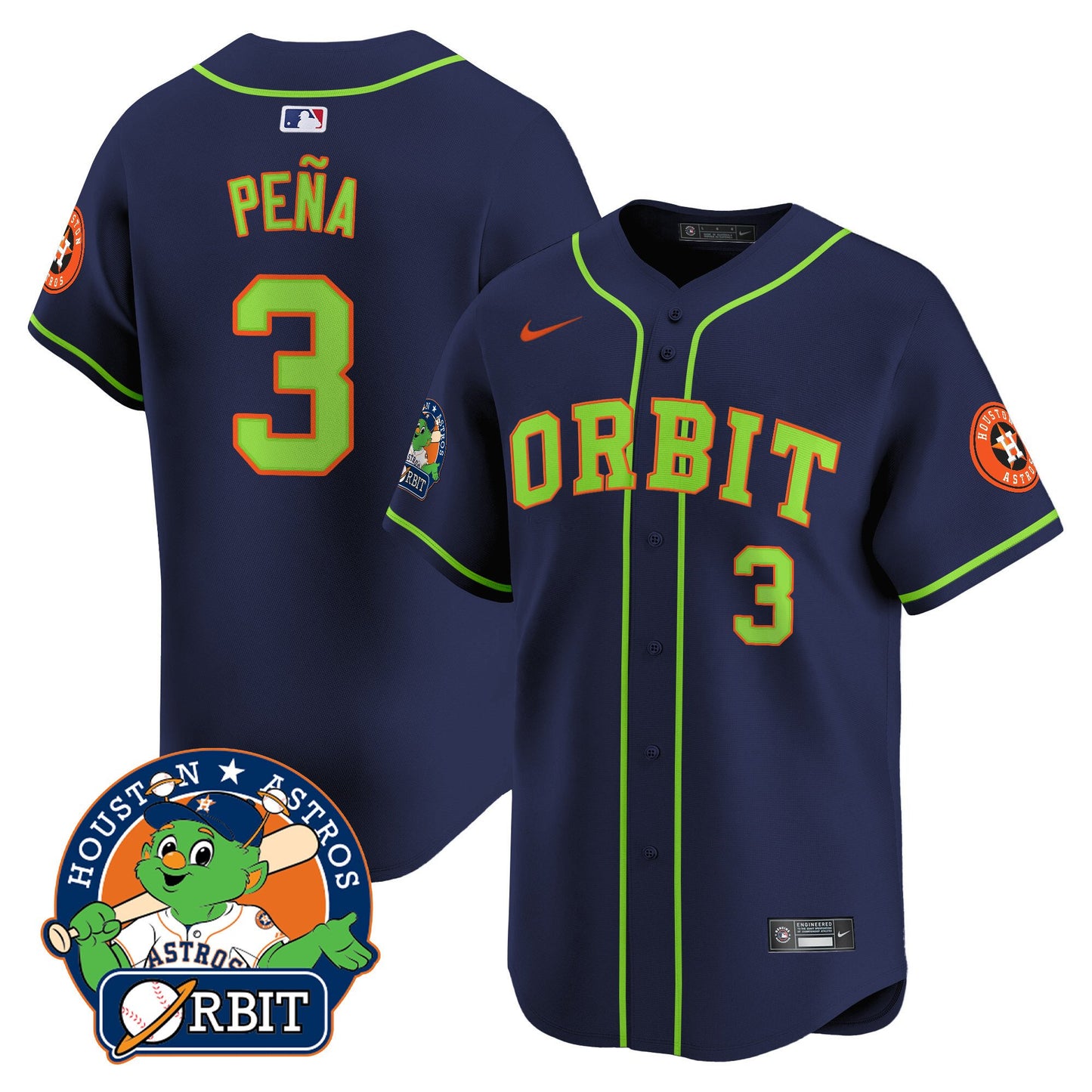 Astros Orbit Patch Vapor Premier Limited Jersey - All Stitched