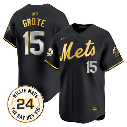Men's Mets Willie Mays Patch Vapor Premier Limited Jersey - All Stitched