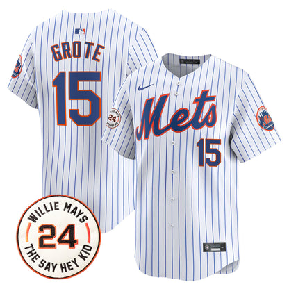 Mets Willie Mays Patch Vapor Premier Limited Jersey - All Stitched