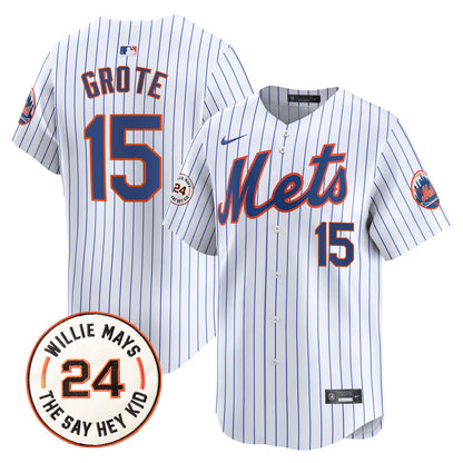 Men's Mets Willie Mays Patch Vapor Premier Limited Jersey - All Stitched
