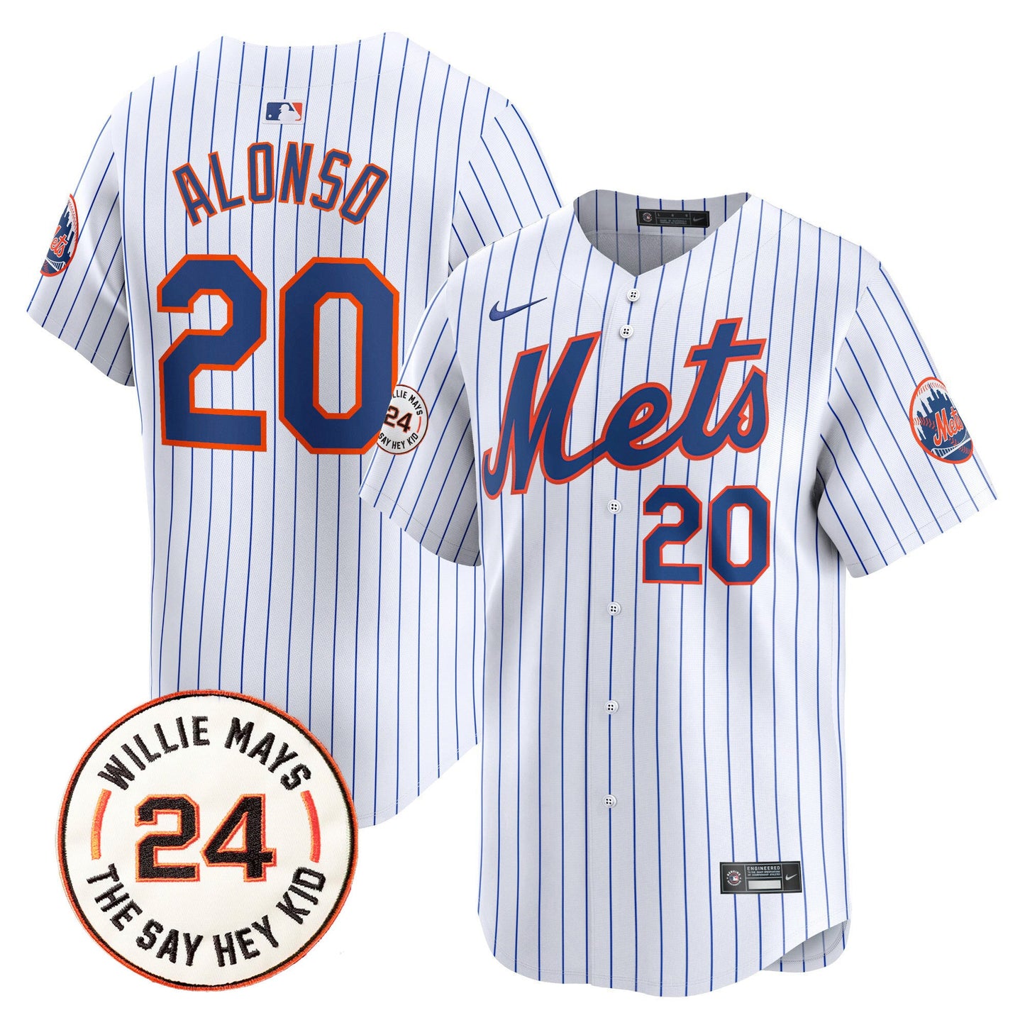 Men's Mets Willie Mays Patch Vapor Premier Limited Jersey - All Stitched