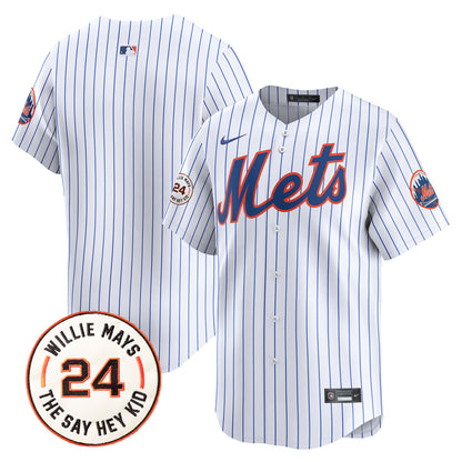 Mets Willie Mays Patch Vapor Premier Limited Jersey - All Stitched