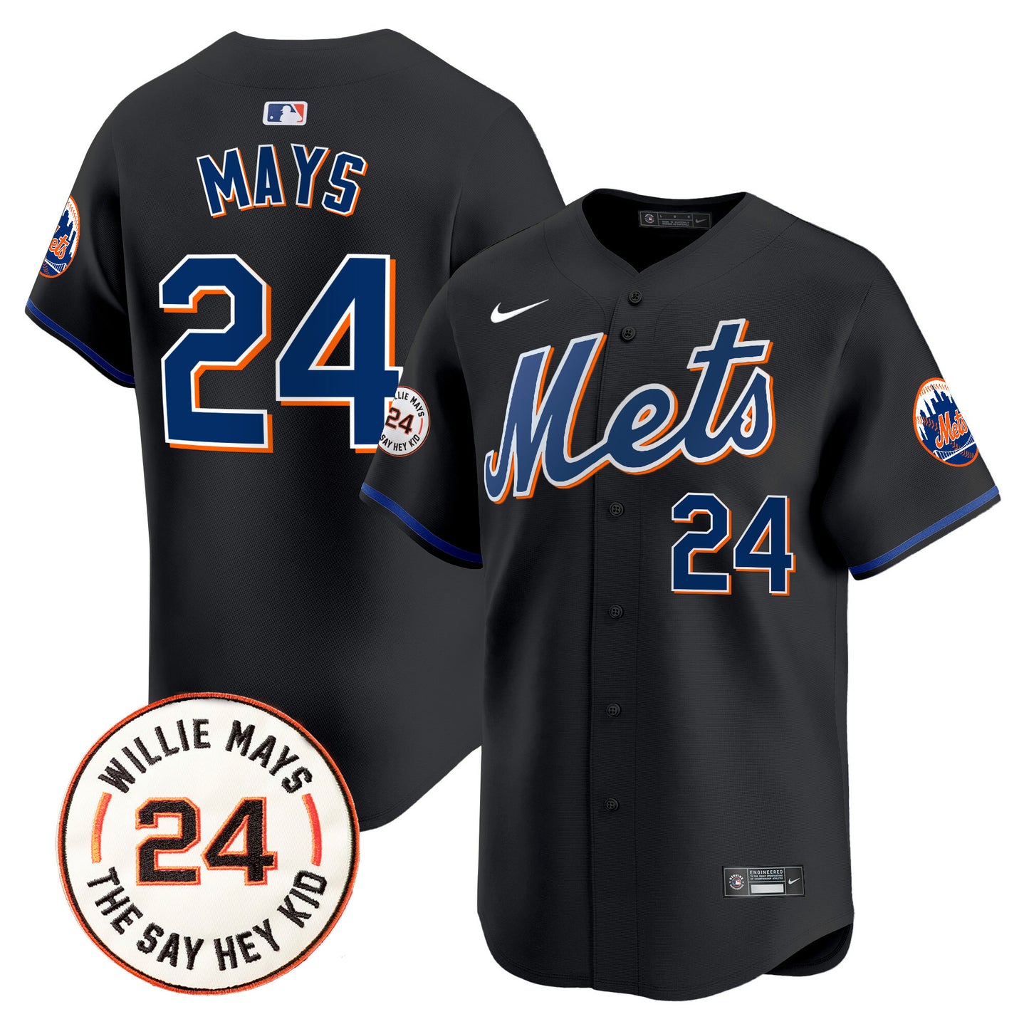 Mets Willie Mays Patch Vapor Premier Limited Jersey - All Stitched