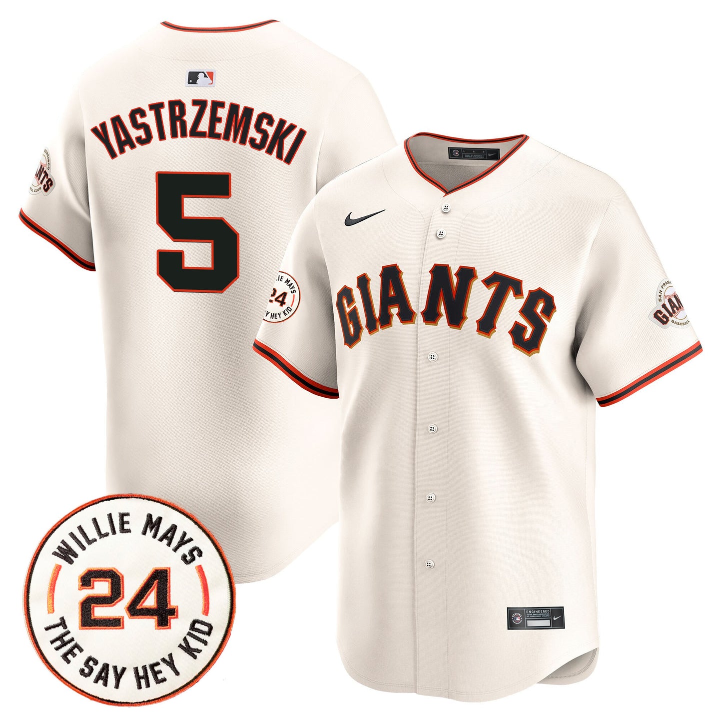 San Francisco Giants 2024 Willie Mays Patch Vapor Premier Limited Jersey - All Stitched