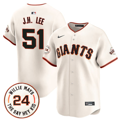 San Francisco Giants 2024 Willie Mays Patch Vapor Premier Limited Jersey - All Stitched