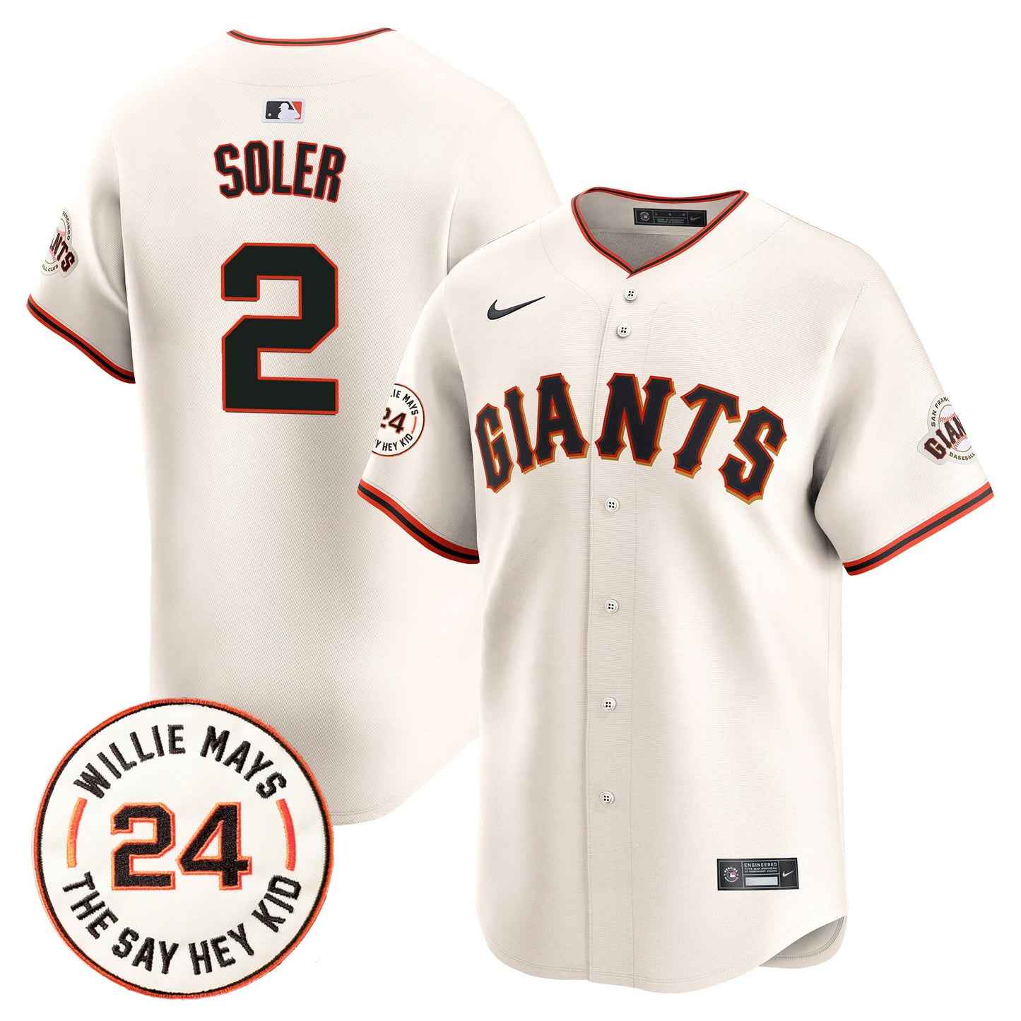 San Francisco Giants 2024 Willie Mays Patch Vapor Premier Limited Jersey - All Stitched