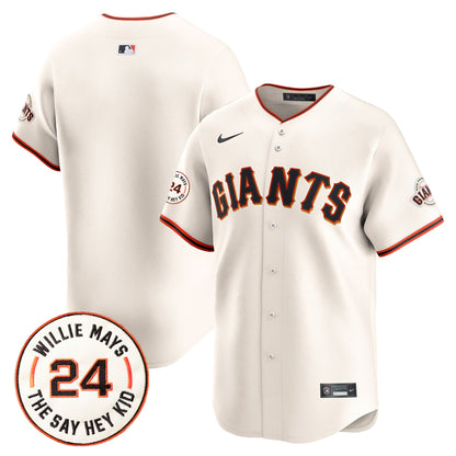 San Francisco Giants 2024 Willie Mays Patch Vapor Premier Limited Jersey - All Stitched