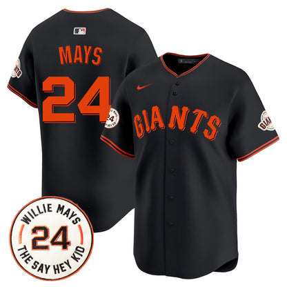 San Francisco Giants 2024 Willie Mays Patch Vapor Premier Limited Jersey - All Stitched