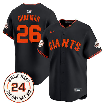 San Francisco Giants 2024 Willie Mays Patch Vapor Premier Limited Jersey - All Stitched