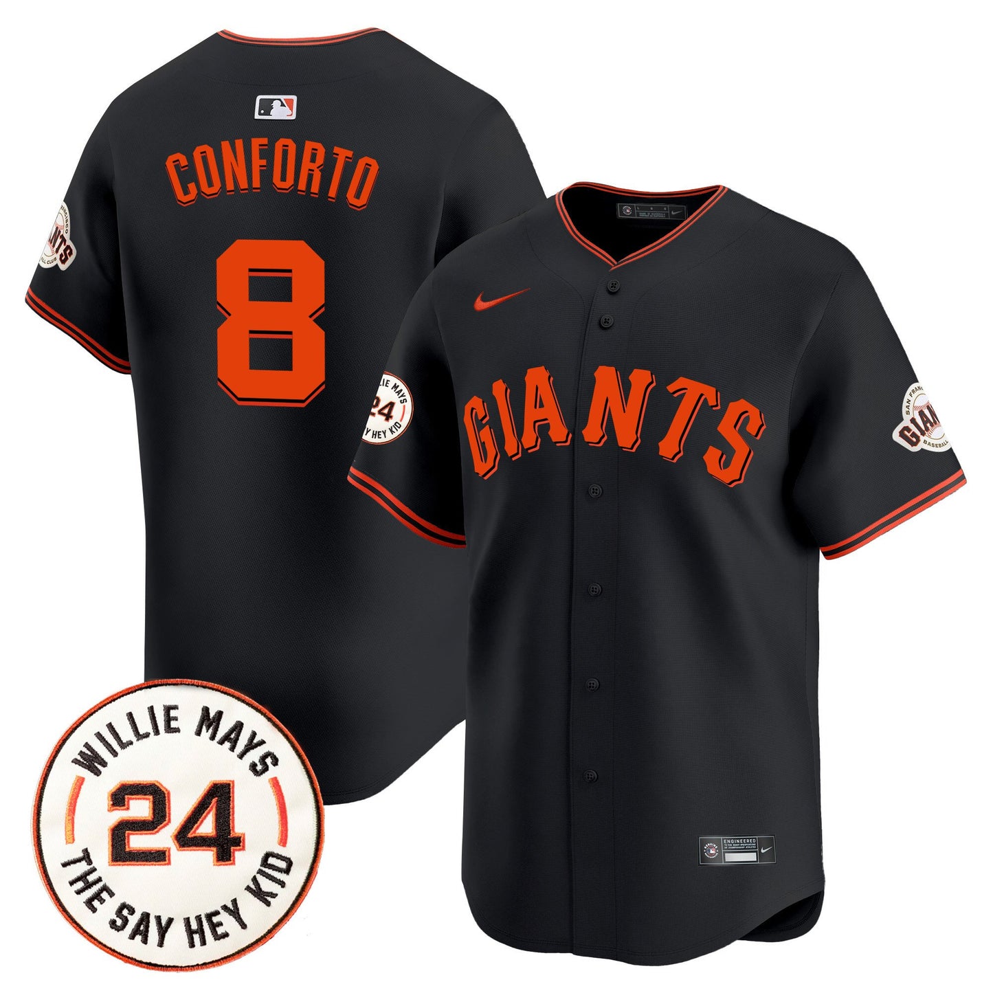 San Francisco Giants 2024 Willie Mays Patch Vapor Premier Limited Jersey - All Stitched