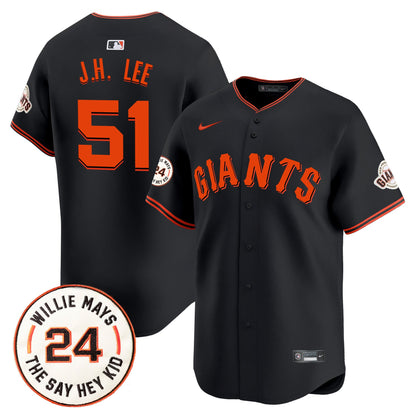 San Francisco Giants 2024 Willie Mays Patch Vapor Premier Limited Jersey - All Stitched