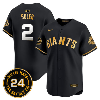 San Francisco Giants 2024 Willie Mays Patch Vapor Premier Limited Jersey - All Stitched