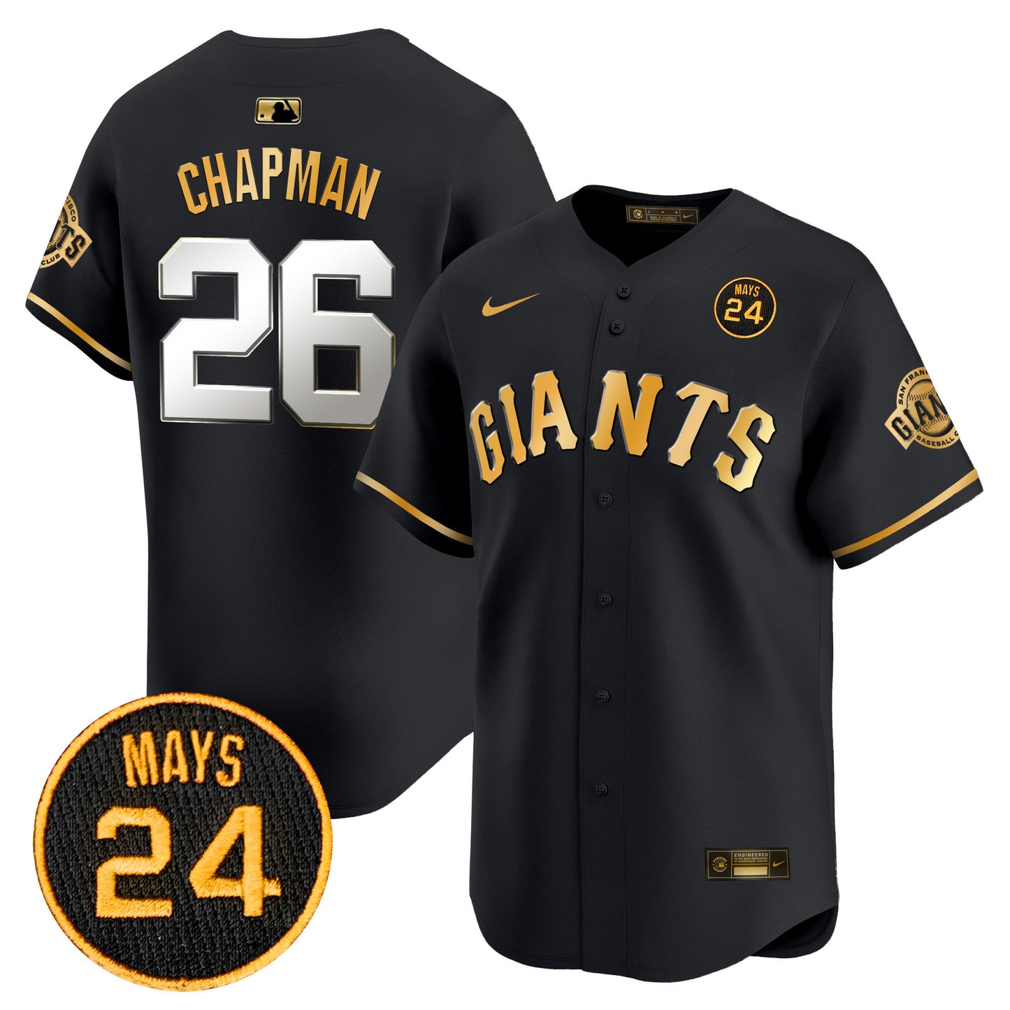 San Francisco Giants 2024 Willie Mays Patch Vapor Premier Limited Jersey V3 - All Stitched