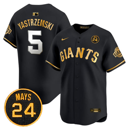 San Francisco Giants 2024 Willie Mays Patch Vapor Premier Limited Jersey V3 - All Stitched