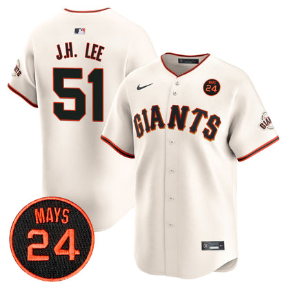 San Francisco Giants 2024 Willie Mays Patch Vapor Premier Limited Jersey V3 - All Stitched