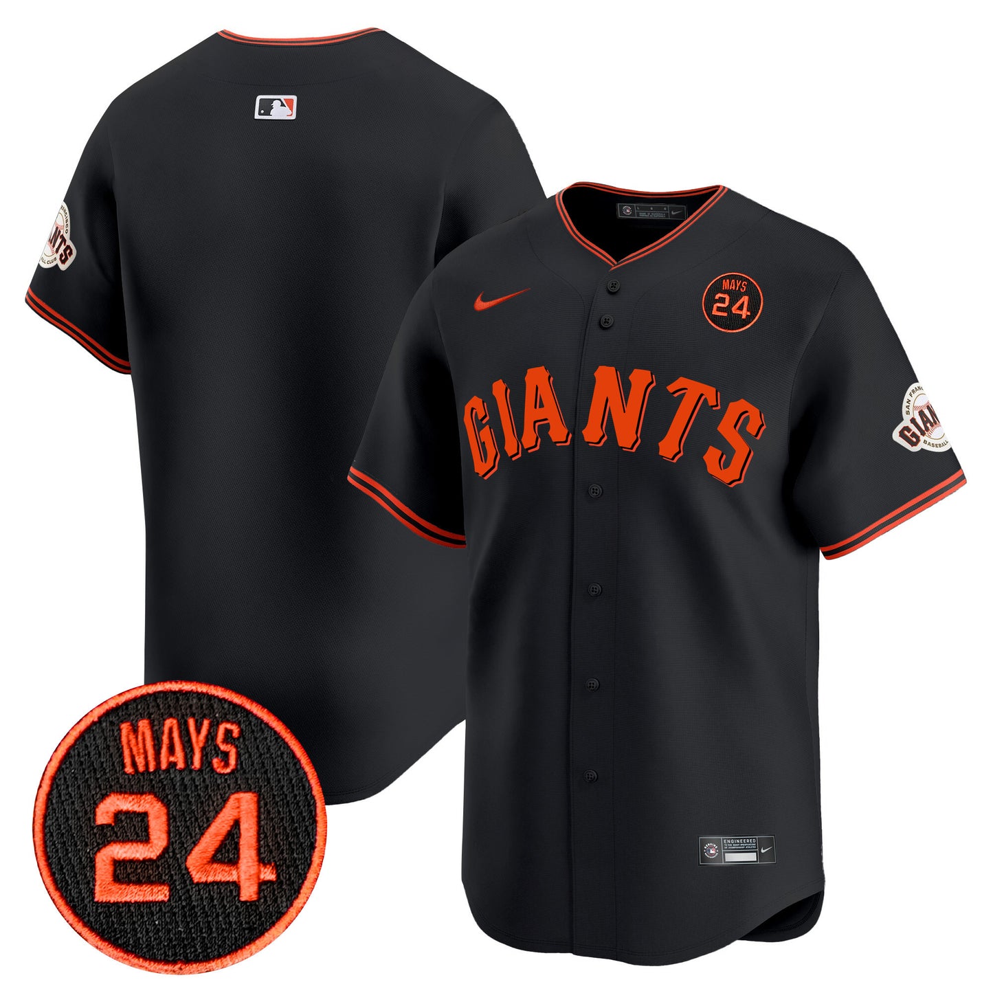 San Francisco Giants 2024 Willie Mays Patch Vapor Premier Limited Jersey V3 - All Stitched