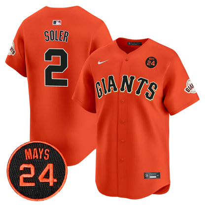 San Francisco Giants 2024 Willie Mays Patch Vapor Premier Limited Jersey V3 - All Stitched