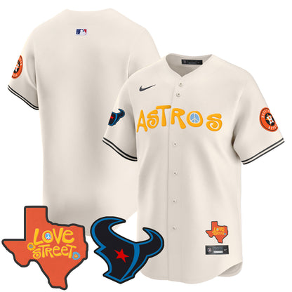 Astros Love Street & Texans Patch Vapor Premier Limited Jersey - All Stitched